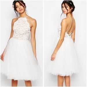 ASOS Jarlo Edie Tulle Lace Halter Dress